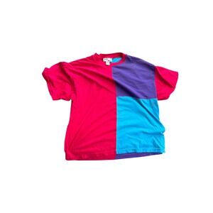 Vintage Pebble Court‎ Color Block T Shirt Oversized 80s Retro Style Top